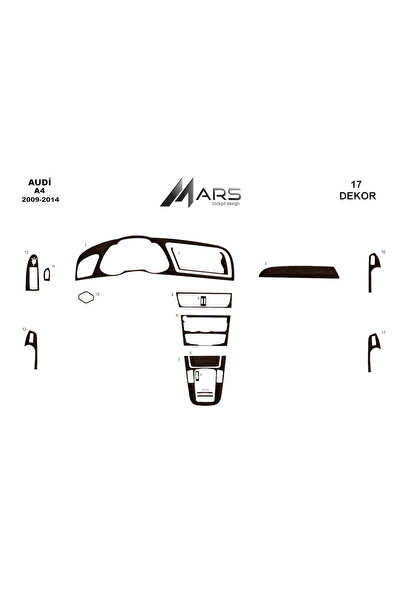 Marscockpitdesign أودي A4 2009 كونسول-توربيدو 17 قطعة