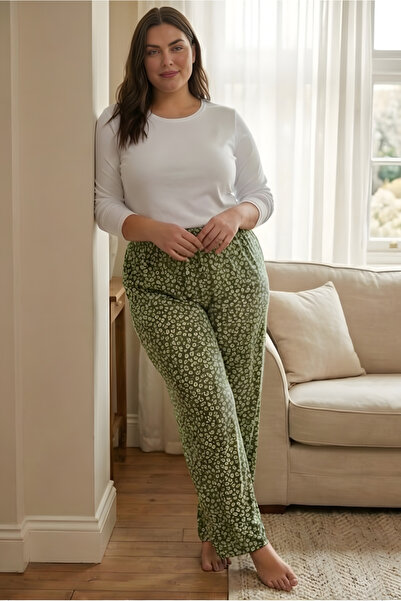 MORRO Women's Oversized Suede Patterned Pajama Bottoms with Drawstring Waist,...