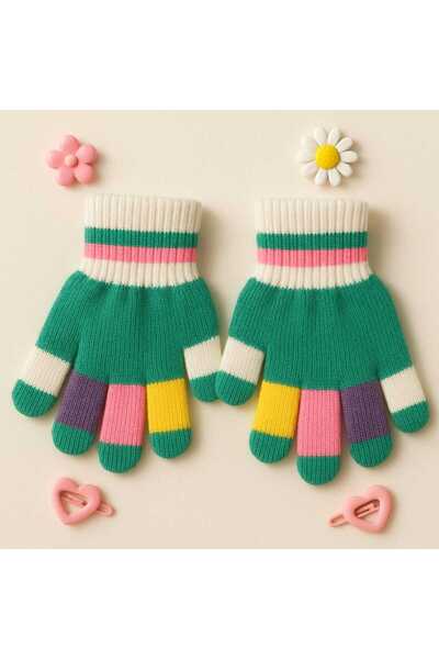 gigigiyim Avuç İçi Renkli Kız Çocuk Eldiven