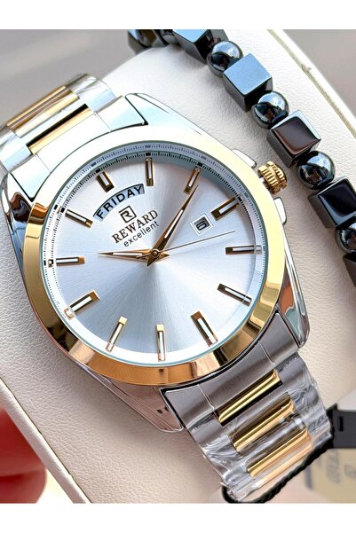 Reward ساعة يد رجالية مع تقويم ومقاومة للماء حتى 5 ضغط جوي مع ضمان لمدة عامين...