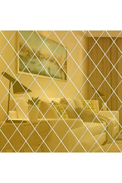 HOZRO Set de 58 de oglinzi acrilice, PVC, decor de perete autoadeziv, auriu, ...