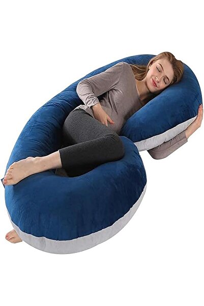 Arabest Pregnancy Pillow, J Shaped Full Body Pillow, Maternity Pillow Support for Back, Legs, Neck(Blue)