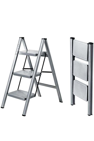 Arabest 3 step ladder,Sturdy Steel ladder foldable,Folding Step Stool with Wide Anti-Slip Pedal