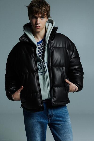 Pull & Bear Suni deri şişme ceket