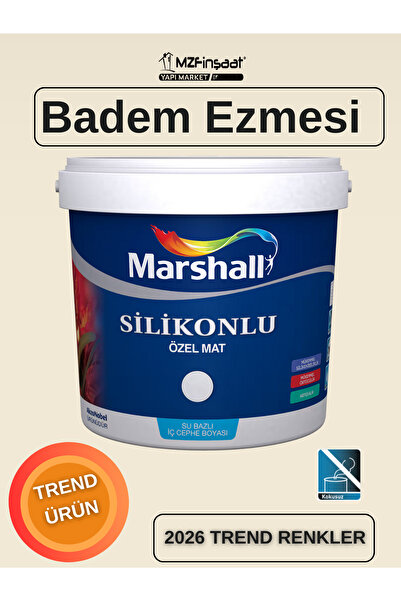 Marshall Silikonlu Özel Mat Silinebilir Kokusuz İç Cephe Boyası Badem Ezmesi
