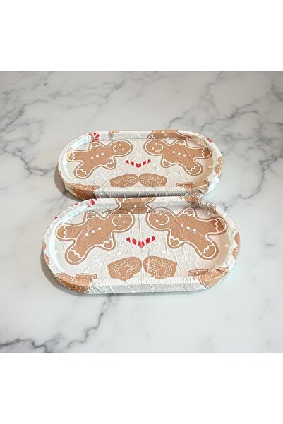 BerLa Home Kurabiye Adam Baskılı Mini Boy İkili Tabak Seti-Yılbaşı Temalı Dek...