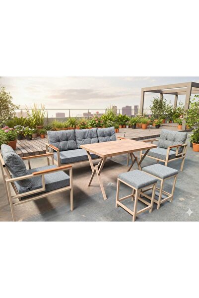Pimango Pi Elize Metal Mutfak Balkon Bahçe Mobilyası 3+1+1+70x110 Kalınlaştır...