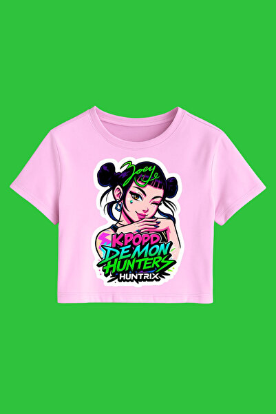 MECH BUTİK Crop-Top imprimat K-Pop Demon Hunters Huntrix este slim fit.