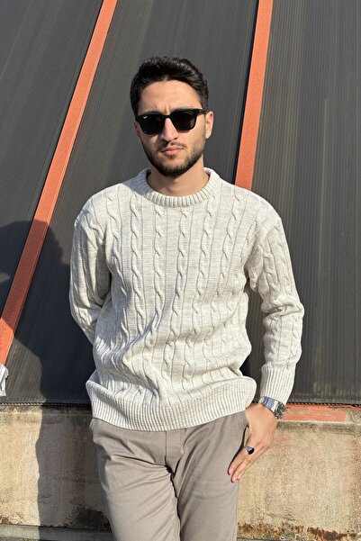 inpool سترة محبوكة برقبة دائرية، نسيج شعري، تصميم عادي، مريحة، للشتاء، موديل 25PLTK19