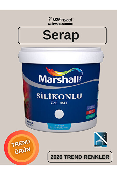 Marshall Silikonlu Özel Mat Silinebilir Kokusuz İç Cephe Boyası Serap