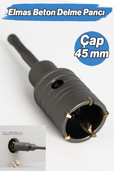 Badem10 SDS Elmas Beton Delme Pançı 45MM Güçlü Kesim Performansı Beton Duvar ...