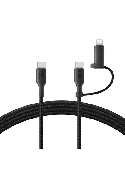 Belkin 2-in-1 Charging Cable USB-C & Lightning - Braided Fast-Charging 1.5m Black