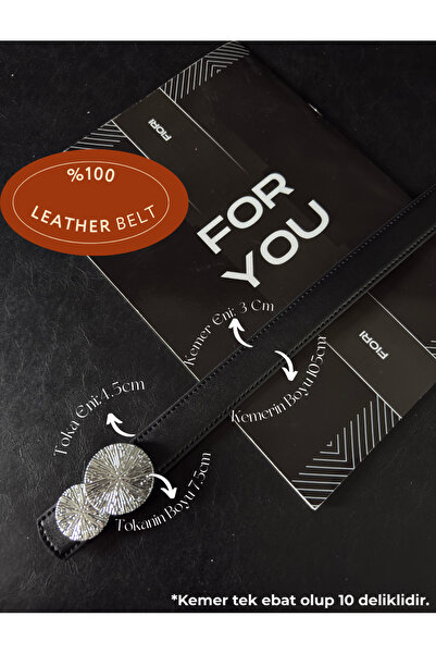 Fiori Genuine Curved Round Silver Buckle Women's Belt, Trouser Belt, Coat Belt, Dress Belt