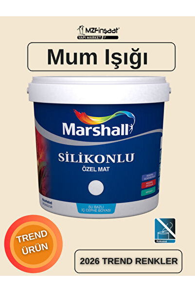 Marshall Silikonlu Özel Mat Silinebilir Kokusuz İç Cephe Boyası Mum Işığı