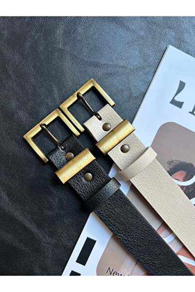 LİA KEMER 2-Piece Knot Classic Square Patterned Women's Antique Vintage Buckle Belt Coat Belt Dress Pants Belt