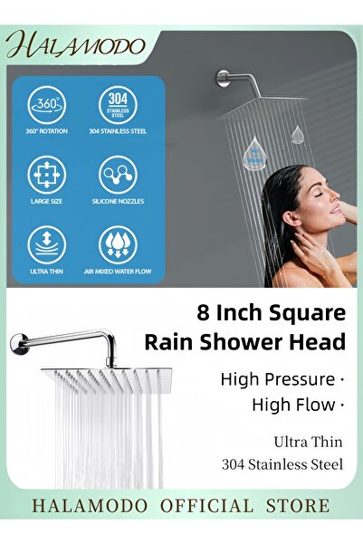 HALAMODO رأس دش مطري مقاس 12 بوصة، رأس دش مربع الشكل من الفولاذ المقاوم للصدأ...