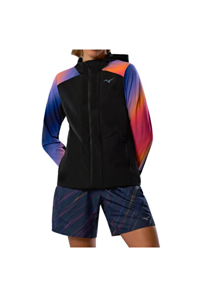 MIZUNO Active Alpha Women's Hooded Raincoat Black / Multicolor