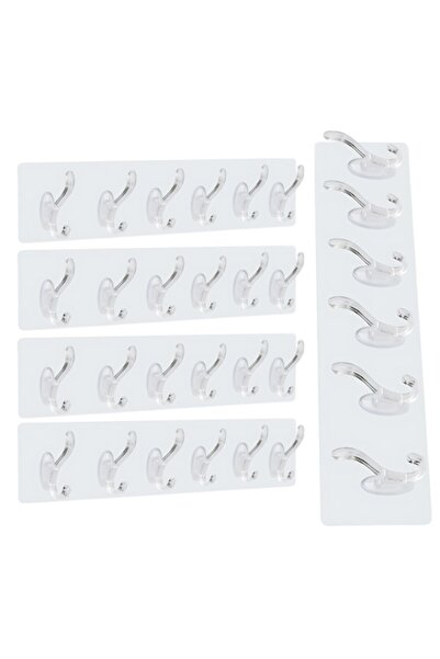 selling depot Set of 5 adhesive transparent wall hooks, 6 positions, waterproof