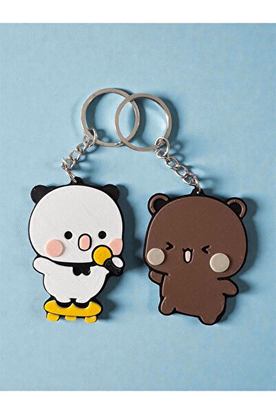 ADA 3D Çiftlere Özel Sevgiliye Hediye Sevimli Dudu ve Bubu Temalı Ikili Anaht...