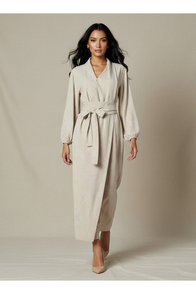 Iconic Wrap Midi Dress with Draped Pattern