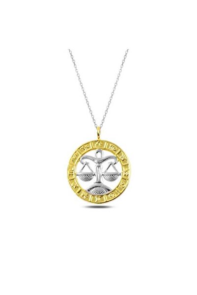 ?Gümüş Gold Terazi Burcu Kolye