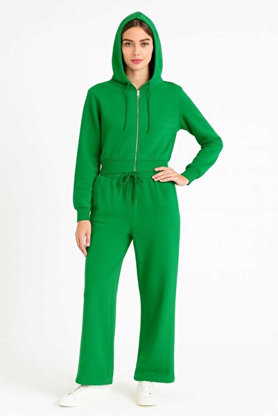 ANATOLIATEKSTILE Γυναικείο σετ φόρμας – Φούτερ με φερμουάρ και φαρδιά παντελό...