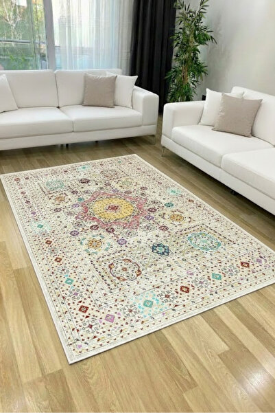 VOPTEKS Renkli Salon Halısı Makinede Yıkanabilir Halı Kaymaz Taban Halı