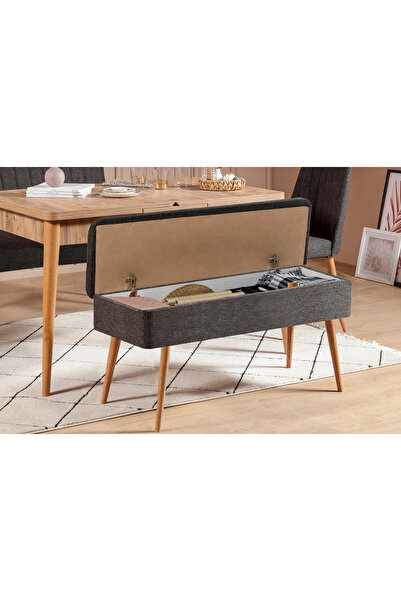 Eşyala. Toscana Sandıklı Kumaşlı Bench Atlantik Antrasit (110x40x46 cm)