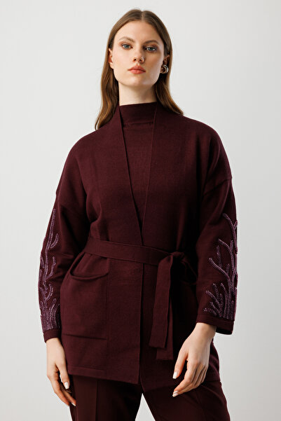 ON Knitted Cardigan with Stone Sleeves and Belt 26Kon60902