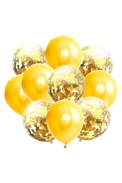 selling depot Σετ 10 χρυσών μπαλονιών με κομφετί
