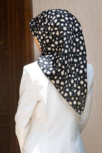 Vissona Tivil Silk Scarf 60910 - 1 - 0001 Black Floral Pattern