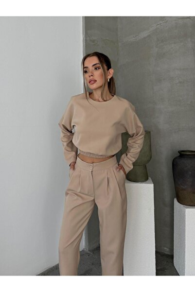 MODA TAY KADIN CROPLU İKİLİ TAKIM