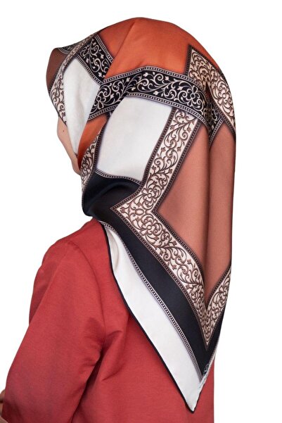 Vissona Tivil Silk Scarf 17202 - 1 - 0001 - 0014 Black Tan Batik Pattern