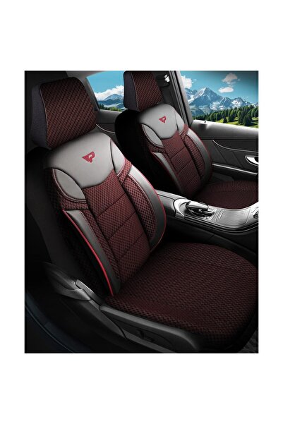 Panda Dragon Car Seat Covers Set, with zippers for folding bench, burgundy-black, 11 pieces