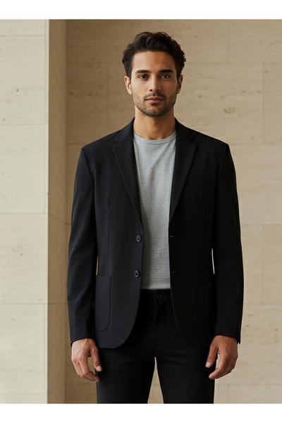 Iconic بليزر رجالي قصة ضيقة وياقة مدببة