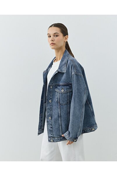 Aybikestil Oversize Unisex Jean Ceket Açık Mavi