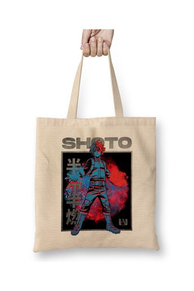 Toyaso حقيبة تسوق من القماش الأبيض من Shoto Todoroki My Hero Academia بمقبض ط...