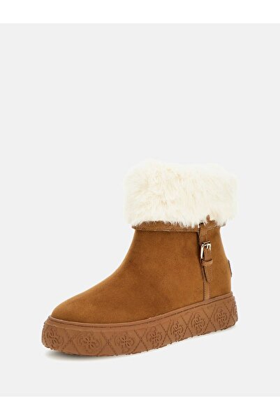 Guess Kadın Kürk Detaylı Düz Topuklu Kahverengi Bot & Bootie FLFUNC ESU10-BRIVO