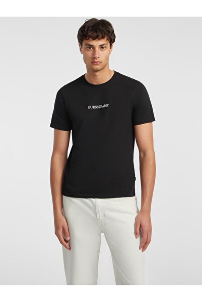 Guess Jeans Bisiklet Yaka Desenli Siyah Erkek T-Shirt M4YI52K8HM0JBLK GJ SS CN SLIM LOGO
