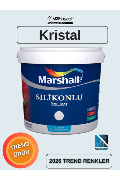 Marshall Silikonlu Özel Mat Silinebilir Kokusuz İç Cephe Boyası Kristal