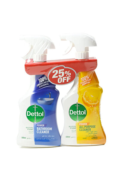 Dettol Power Bathroom Cleaner + All Purpose Cleaner with Lemon Squeeze- 2 x 500ml