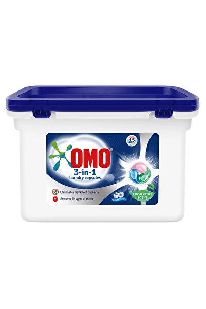 Omo 3 in 1 Laundry Capsule With Eucalyptus Scent For Front And Top Loader, Re...
