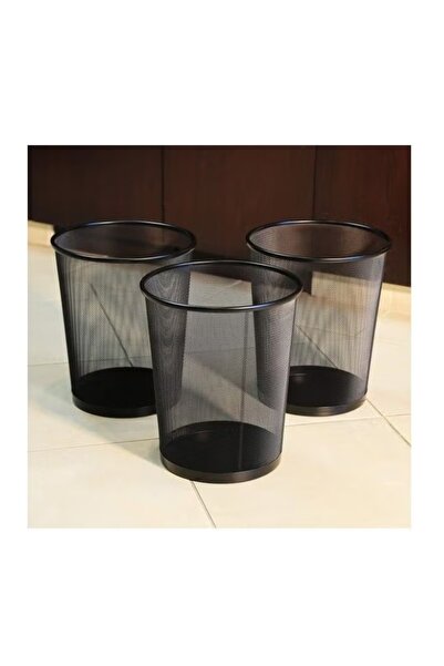 watheer 3-Piece Round Mash Waste Basket Trash Black