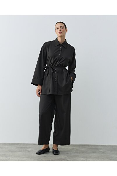 Aybikestil Culotte Pantolon Gömlek Takım Acı Kahve