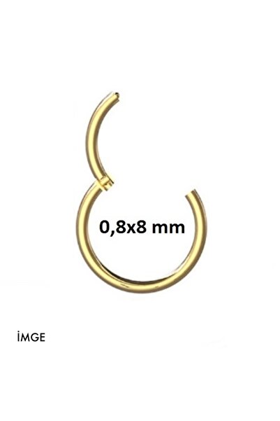 İmgeTattoo Gold Renkli Menteşeli Halka Piercing 0,8x8 mm