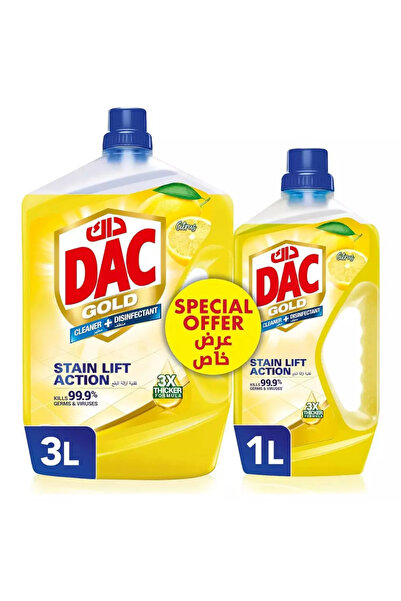 DAC Gold Cleaner & Disinfectant With Citrus Fragrance Kills 99.9% Germ 3Ltr+1Ltr