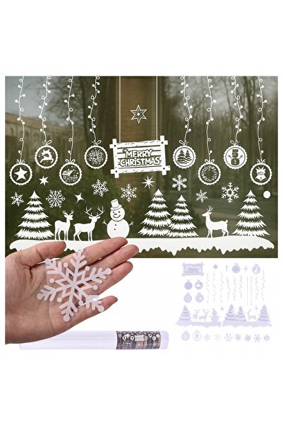 zola Set of Christmas pattern stickers, for windows, trees, globes, reindeer, snowman, white
