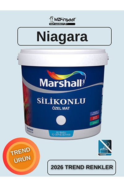 Marshall Silikonlu Özel Mat Silinebilir Kokusuz İç Cephe Boyası Niagara