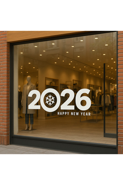 Generic 2026 Kar Tanesi Temalı Yılbaşı Cam Süsü Sticker 60X25cm