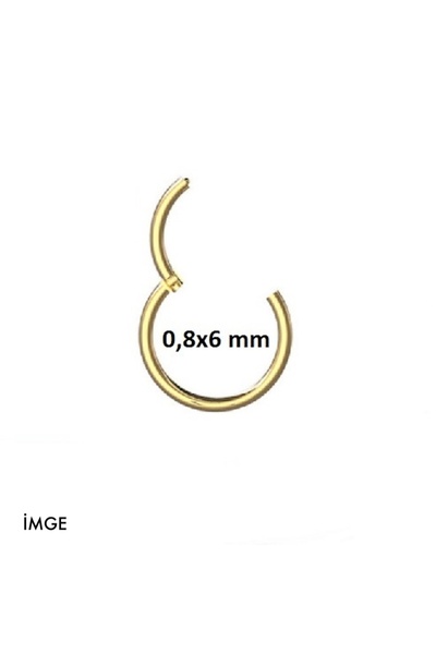 İmgeTattoo Gold Renkli Menteşeli Halka Piercing 0,8x6 mm